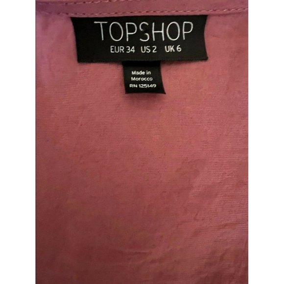 Topshop Women's Blouson Sleeve Wrap Blouse Pink Satin Size US 2 EUR 34 - Picture 10 of 12